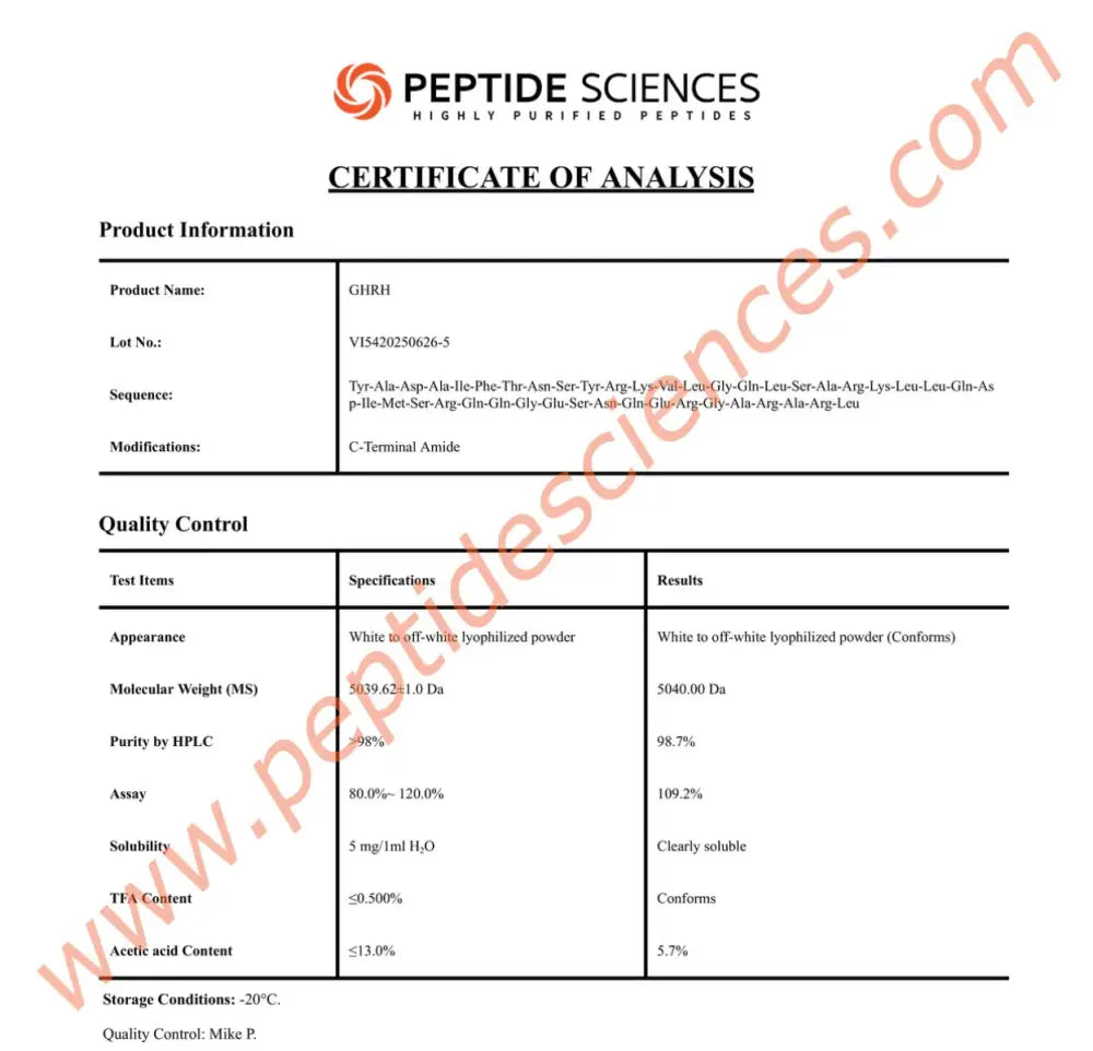 GHRH 10mg - Peptide Sciences