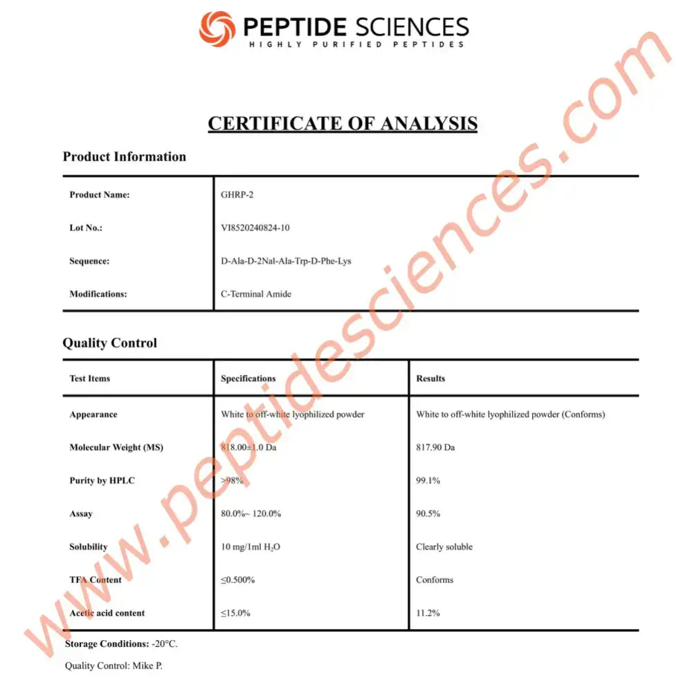 GHRP-2 10mg - Peptide Sciences