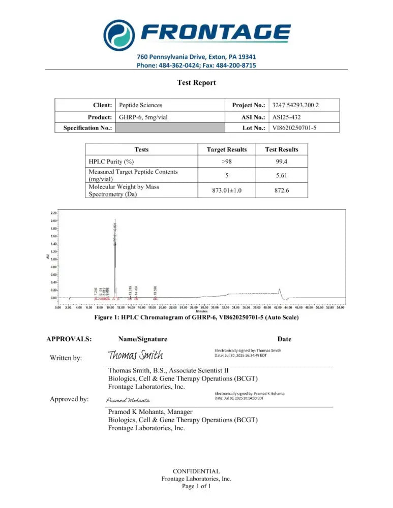 GHRP-6 10mg - Peptide Sciences