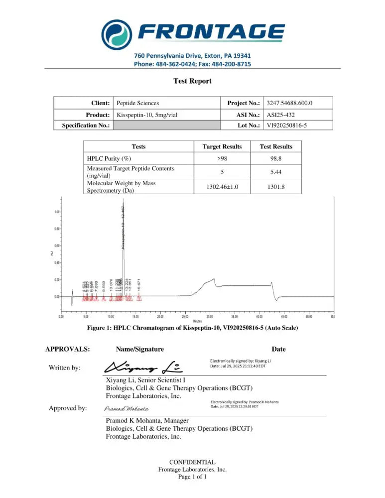 Kisspeptin-10 5mg - Peptide Sciences