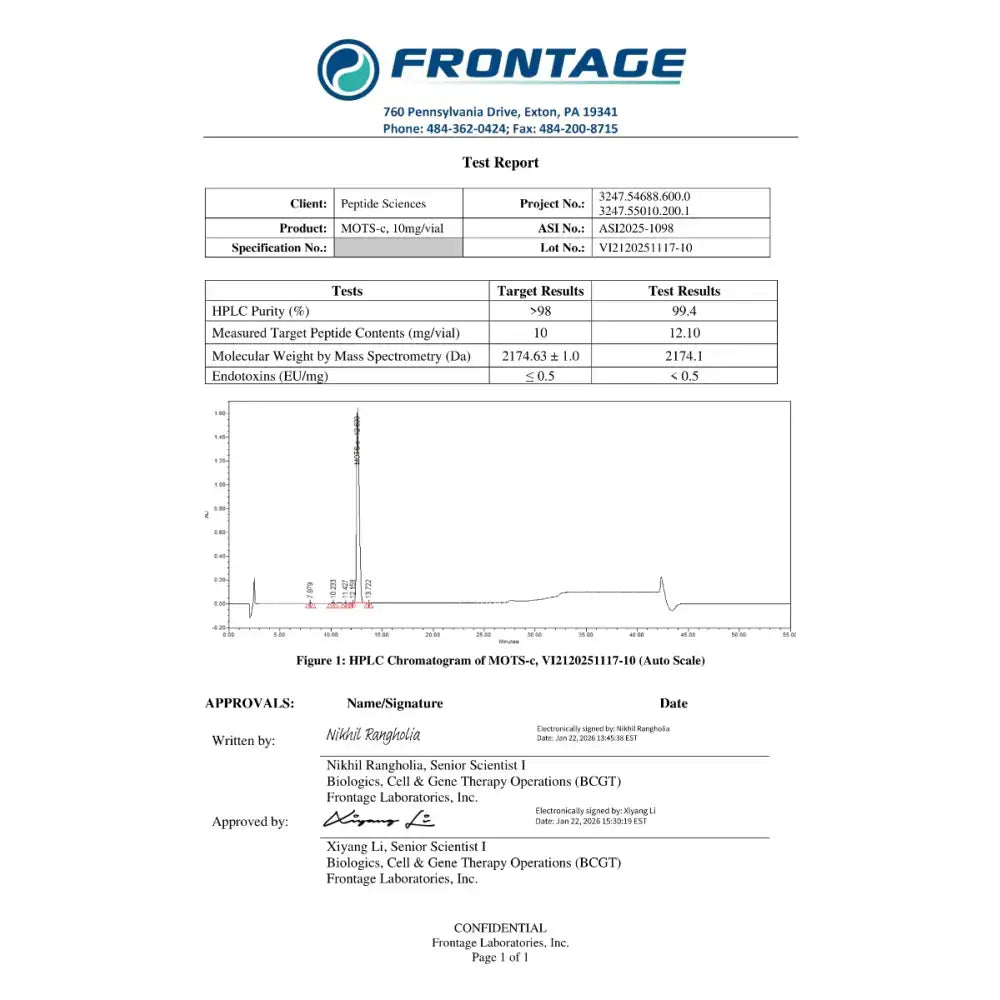 MOTS-c 10mg - Peptide Sciences