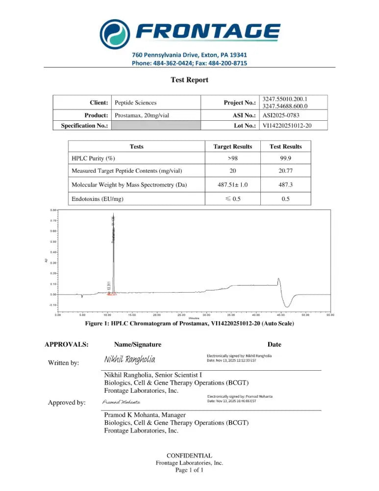 Prostamax 20mg (Bioregulator) - Peptide Sciences