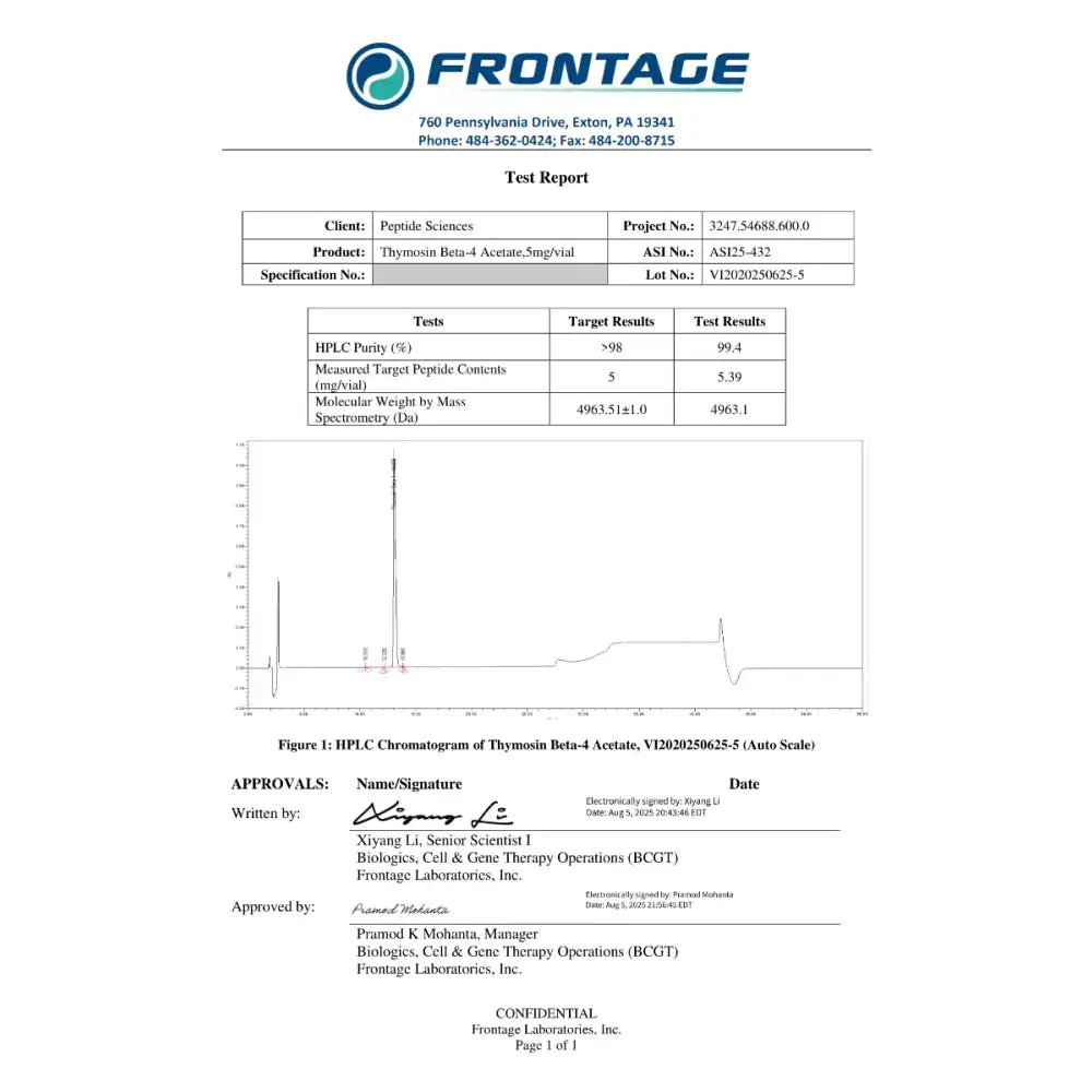 TB-500 (Thymosin Beta-4) (43aa) 5mg - Peptide Sciences