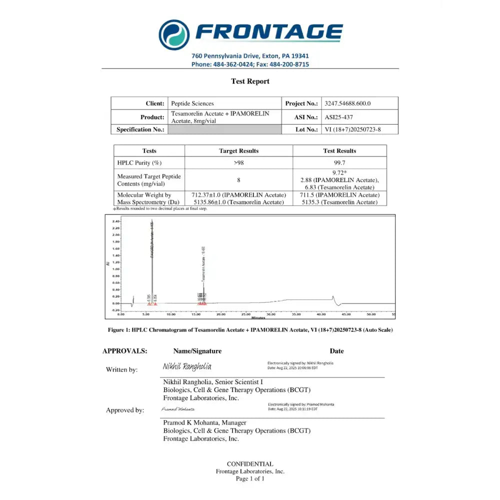 Tesamorelin + Ipamorelin 8mg (Blend) - Peptide Sciences