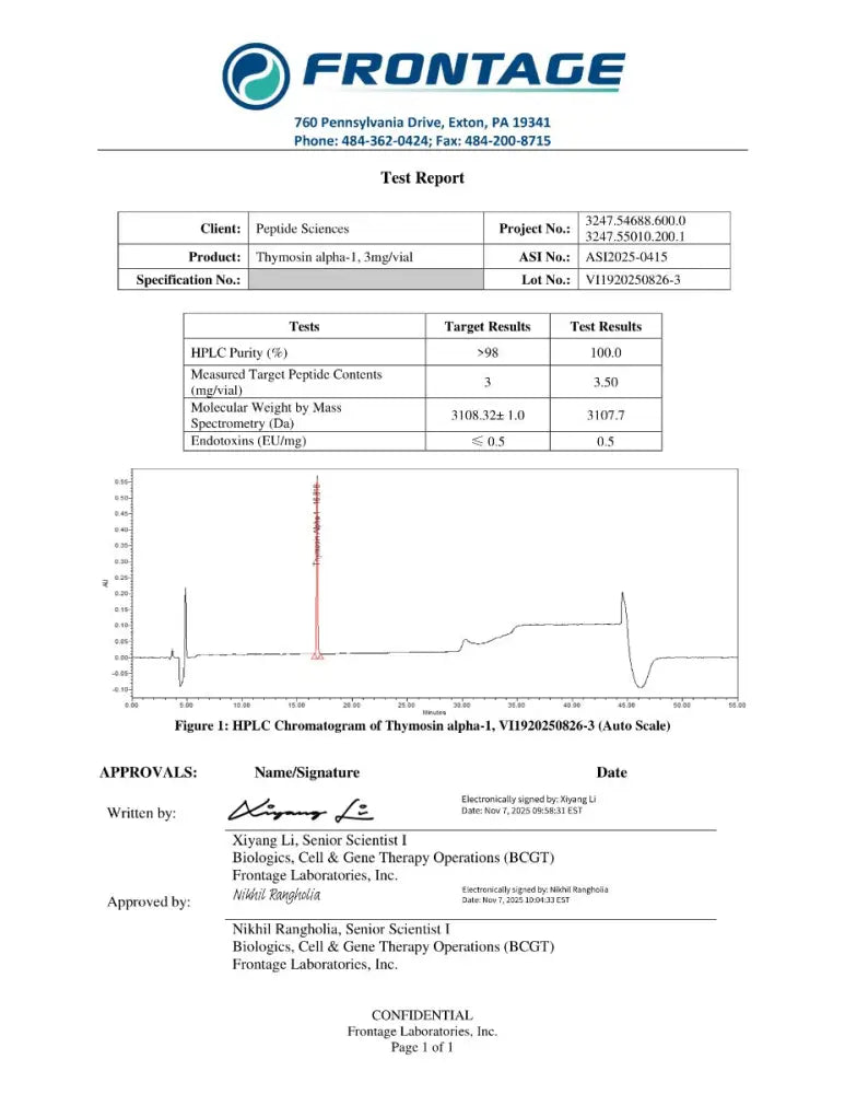 Thymosin Alpha-1 10 mg - Peptide Sciences